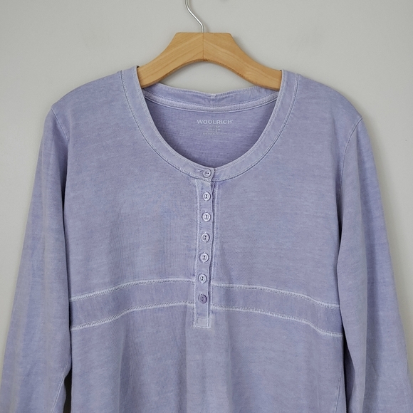Woolrich Button Front T-Shirt 3/4 Sleeve Top Lilac Size Small - Picture 4 of 10